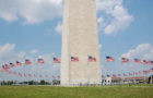 The Washington Monument is the most prominent structure in Washington, D.C. and one of the city's early attractions. It was built in honor of George Washington, who led the country to independence and then became its first President. The Monument is shaped like an Egyptian obelisk, stands 555’ 5 1/8” tall, and offers views in excess of thirty miles. It was finished on December 6, 1884.(National Park Service)