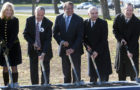 Dr. Jill Biden, Jan Scruggs, founder of the Vietnam Veterans Memorial, Secretary of Defense Leon E. Panetta, Sen. Jack Reed and former Chairman of the Joint Chiefs of Staff Adm. Mike Mullen participate in a groundbreaking ceremony for The Education Center at The Wall in Washington, D.C., on Nov. 28, 2012. The center, which will honor veterans from several U.S. wars, will bring to life the stories of the more than 58,000 U.S. service members who were lost during the Vietnam War. Stories and photos of the fallen from Iraq and Afghanistan also will be featured until those veterans have their own national place of honor.