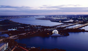 Jefferson Memorial taken from an open window in the Washington Monument