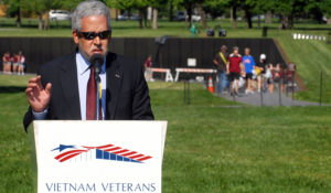 Jan C. Scruggs, founder and president of the Vietnam Veterans Memorial Fund speaks to guests during the Vietnam Veterans Memorial Fund ceremony to add the name of U.S. Army Lt. Col. Taylor to Panel 7W, Line 81 of the Vietnam Veterans Memorial, Washington, Dc, May 4, 2010, DoD photo by William D. Moss