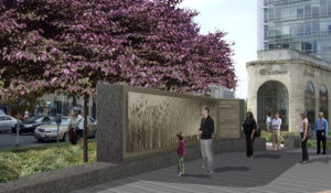 A Massachusetts Avenue rendering perspective of the Memorial to the Victims of the Ukrainian Holodomor of 1932-1933. (Courtesy Hartman-Cox Architects and The Kurylas Studio.)