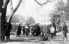 Children and adults on the White House lawn during the annual White House Easter egg roll. (Courtesy Library of Congress)