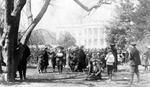 Children and adults on the White House lawn during the annual White House Easter egg roll. (Courtesy Library of Congress)