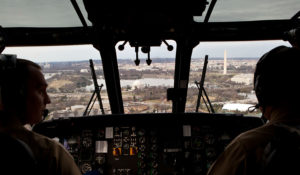 The Tidal Basin and Washington Monument are visible from the cockpit of Marine One during President Barack Obama's flight from Joint Base Andrews, Md., to the White House in Washington, D.C., Dec. 20, 2011. (Official White House Photo by Pete Souza)