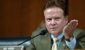 070527-N-3642E-140 Washington, D.C. (Sept 27, 2007) - Senator James Webb, (D-VA) questions Adm. Gary Roughead, commander of U.S. Fleet Forces Command after he testified before the Committee on Armed Services during his confirmation hearing for appointment to Chief of Naval Operations. U.S. Navy photo by MCC(AW) Shawn P. Eklund (RELEASED)