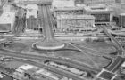 Aerial photograph looking north at L'Enfant Plaza, L'Enfant Promenade, and part of Southwest, Washington, D.C. (1990).