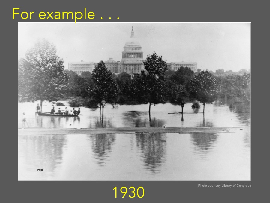Devastating Floods for the National Mall (1930 Photo courtesy Library of Congress)