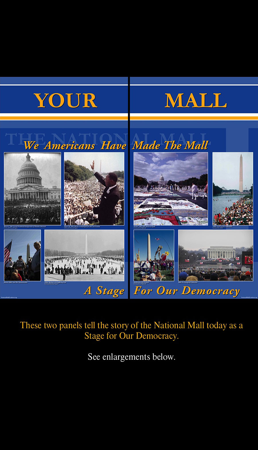 The National Mall: Stage For Democracy Exhibit at Reagan National Airport: These two panels tell the story ...