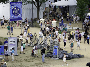 Visitors stroll around the Northern Ireland program site at the 2007 Smithsonian Folklife Festival. (Ken Rahaim/Smithsonian)