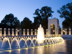 World War II Memorial, Washington D.C. The World War II Memorial honors the 16 million who served in the armed forces of the U.S., the more than 400,000 who died, and all who supported the war effort from home. Symbolic of the defining event of the 20th Century, the memorial is a monument to the spirit, sacrifice, and commitment of the American people. The Second World War is the only 20th Century event commemorated on the National Mall’s central axis. (Library of Congress)