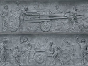 Examples of bas-relief sculpture panels from artist Ray Kaskey at the World War II Memorial, Washington, D.C. (Photograph credit: Carol M. Highsmith's America, Library of Congress, Prints and Photographs Division)