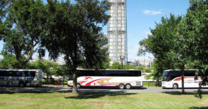 Tour busses on the National Mall