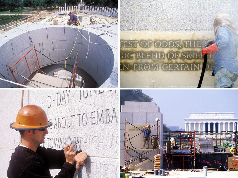 The National World War II Memorial under construction between September 2001 and April 2004. Photo credit: Rick Latoff / American Battle Monuments Commission from the National World War II Memorial website (https://www.wwiimemorial.com).
