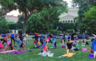 Sports and exercising on the National Mall featuring members of DC Fray in action. Outdoor leagues include flag football, softball, volleyball, bicycling, soccer and yoga. (Photographs courtesy of DC Fray)