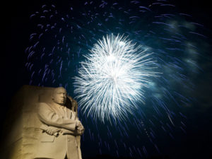 Fireworks by the MLK Memorial (Courtesyy National Park Service)