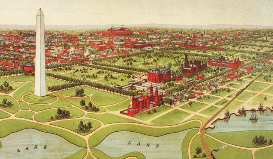 1892 illustration of the Washington Monument and grounds (Courtesy: Library of Congress)