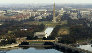 Washington, D.C. (Nov. 23, 2005) - An aerial view of the National Mall in Washington, D.C., showing the Lincoln Memorial at the bottom, the Washington Monument at center, and the U.S. Capitol at the top. U.S. Navy photo by Chief Photographer's Mate Johnny Bivera (RELEASED)